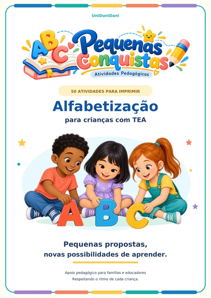 Capa do kit Pequenas Conquistas: Alfabetização para crianças com TEA
